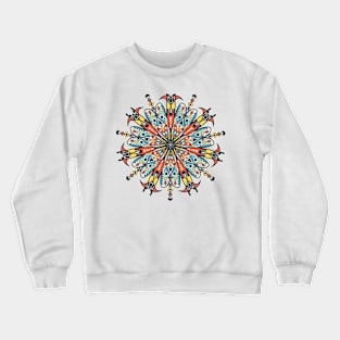 Hand drawn mandala with fine details and many colors. Stylish print. Crewneck Sweatshirt